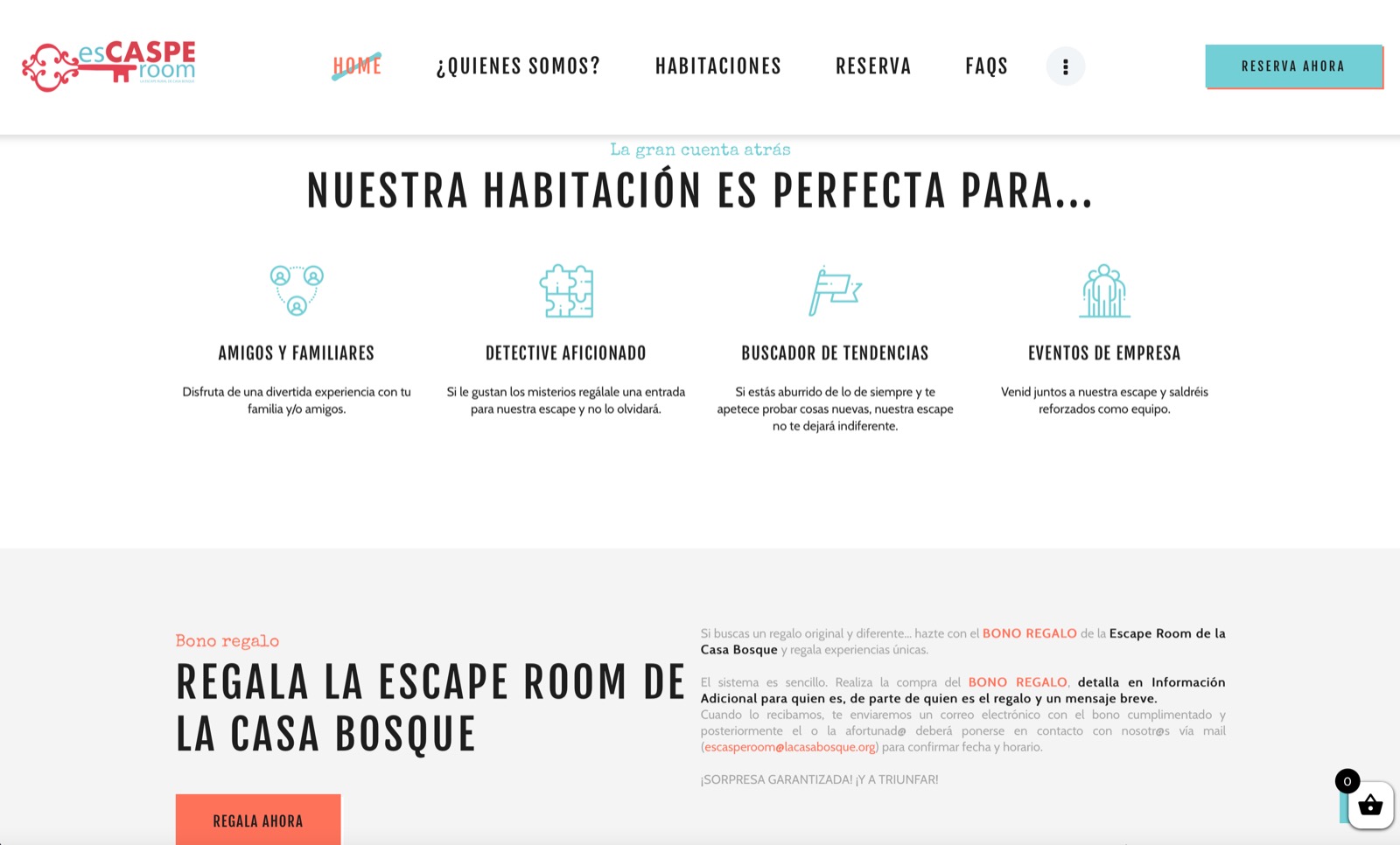 Diseño web escape room