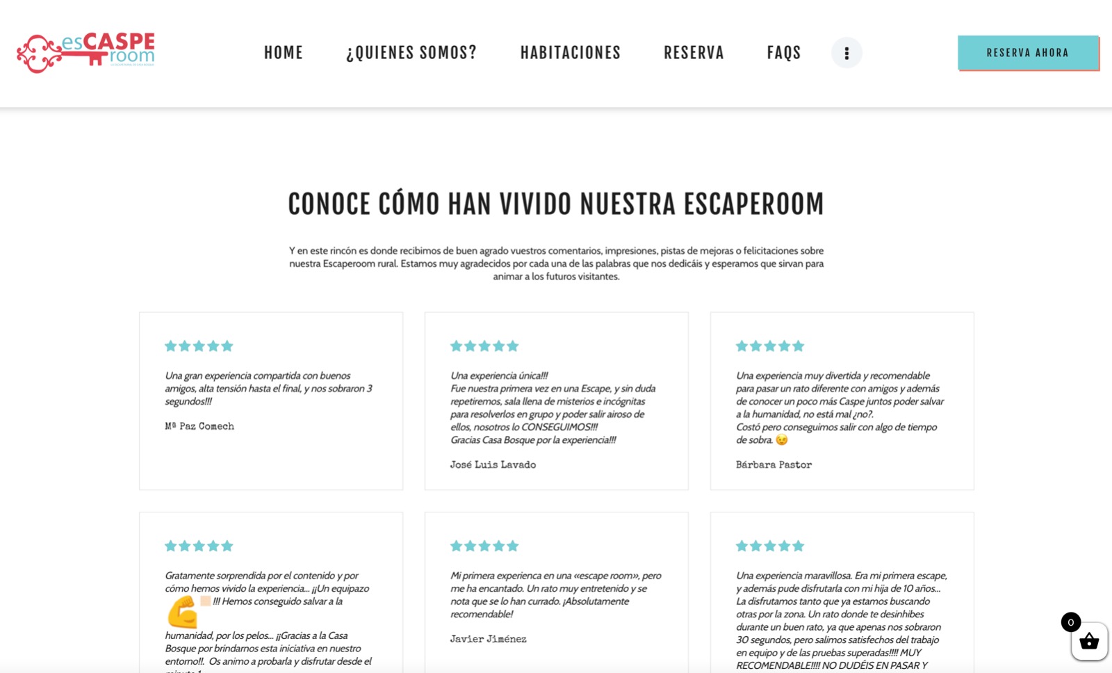 Diseño web escape room